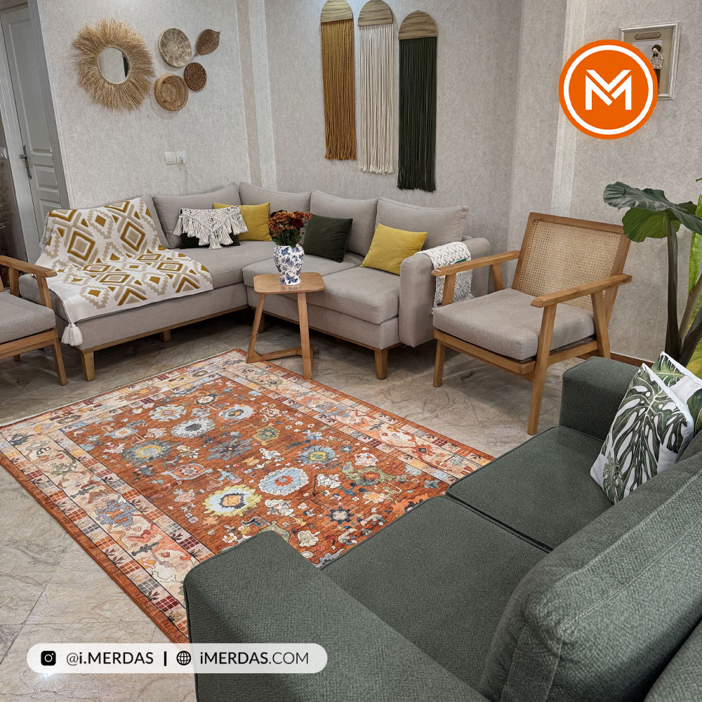 فرش کهنه نما کد 20850 زمینه تمام رنگ